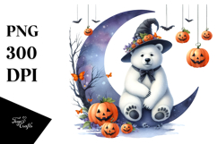 Halloween Polar Bear on Moon, PNG Product Image 1