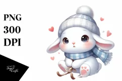 Cute Winter Bunny Sleigh Ride PNG Product Image 3