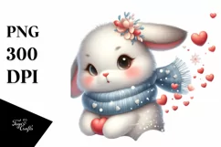 Cute Winter Bunny Sleigh Ride PNG Product Image 1