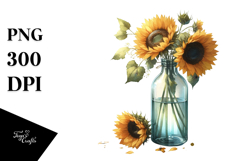 Colorful Watercolor Bottle Sunflower | Sublimation Clipart Product Image 1