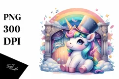 Baby Unicorn on Broadway Stage, Transparent PNG Product Image 1