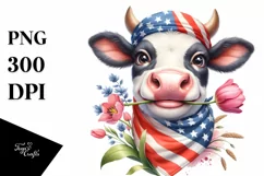Funny Cow in USA Flag Colors | Clipart Product Image 3
