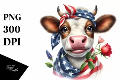 Funny Cow in USA Flag Colors | Clipart Product Image 3