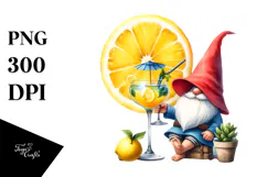 Whimsical Gnome Cocktail with Lemon PNG Product Image 1