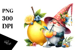 Whimsical Gnome Cocktail with Lemon PNG Product Image 1