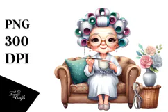 Watercolor Lady Tea Cup Hair Curlers | Sublimation Clipart Product Image 1