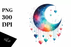 Moon with Hearts Hanging PNG Product Image 1