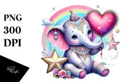 Elephant on Star Heart PNG Product Image 1