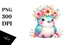 Hummingbird with Flower Crown PNG Product Image 1