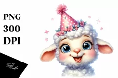Funny Baby Lamb Party Hat Clipart Product Image 1