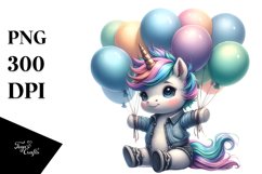 Cute Unicorn Baloons | Sublimation | Clipart Product Image 3