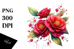 Elegant Camellia with Metallic Accents, PNG Product Image 1