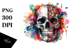 Colorful Skull Painting, Transparent PNG Product Image 1