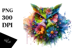 Vibrant Watercolor Owl, 20 oz Tumbler PNG Product Image 1