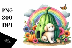 Dog House Rainbow Butterfly | Sublimation Clipart Product Image 1
