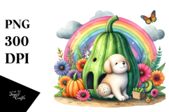 Dog House Rainbow Butterfly | Sublimation Clipart Product Image 1