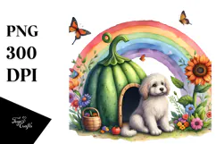 Dog House Rainbow Butterfly | Sublimation Clipart Product Image 1