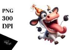 Dancing Cow with Flower Crown, Transparent PNG Product Image 1