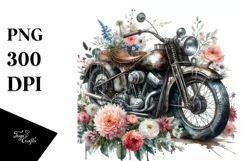 Vintage Motorcycle Flowers | Clipart Product Image 3