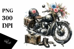 Vintage Motorcycle Flowers | Clipart Product Image 3
