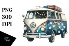 Vintage Van with Stars, Clipart PNG Product Image 1
