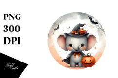 Retro Baby Elephant in Halloween PNG Product Image 1