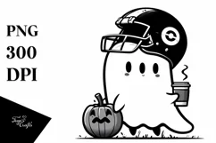 Football Helmet Ghost with Coffee, Simple PNG Product Image 3