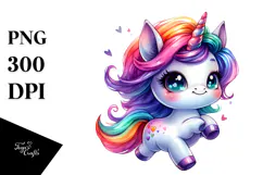Vibrant Cute Unicorn Running, PNG Product Image 1