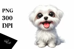 Watercolor Maltese Crazy Funny Clipart Product Image 1