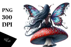 Gothic Fairy on Mushroom PNG Product Image 1