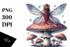 Gothic Fairy on Mushroom PNG Product Image 1