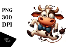 Cartoon Cow Jumping in Vector Art PNG Product Image 1