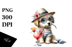 Happy Puppy with Cocktail, PNG Product Image 1