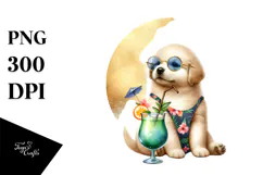 Happy Puppy with Cocktail, PNG Product Image 1