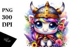 Cute Vibrant Baby Unicorn PNG Product Image 1