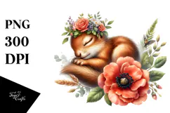Adorned Baby Squirrel Watercolor PNG Product Image 1