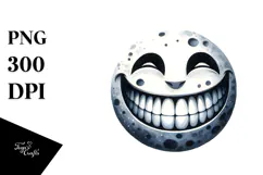 Funny Watercolor Halloween Moon Smile Big Teeth | Product Image 1
