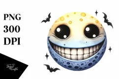 Funny Watercolor Halloween Moon Smile | Clipart Product Image 1