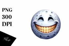 Funny Watercolor Halloween Moon Smile | Clipart Product Image 1