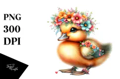 Adorned Baby Duck Watercolor PNG Product Image 1