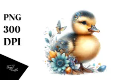 Adorned Baby Duck Watercolor PNG Product Image 1