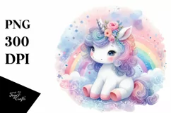 Colorful Baby Unicorn, PNG Product Image 1