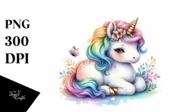 Colorful Baby Unicorn, PNG Product Image 1