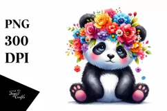 Cute Panda with Flower Crown, High-Res PNG Product Image 3