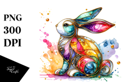 Colorful Bunny in with Gold, PNG Product Image 1