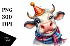 Cow Cow Portrait with Party Hat and Scarf Product Image 3
