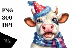 Cow Cow Portrait with Party Hat and Scarf Product Image 3