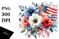 Washed Watercolor USA Flag Flowers Product Image 1