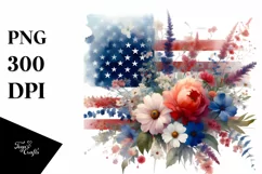 Washed USA Colors Flowers | Clipart Product Image 3