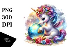 Colorful Baby Unicorn with Magic Orb, High-Res PNG Product Image 1